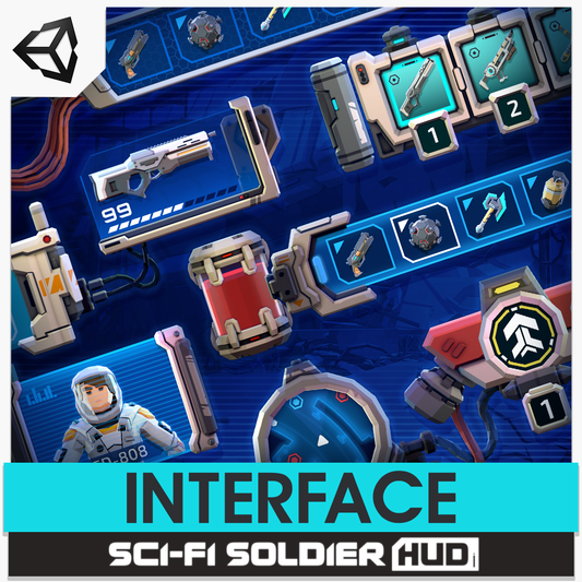 INTERFACE Sci-Fi Soldier HUD 3D game asset pack