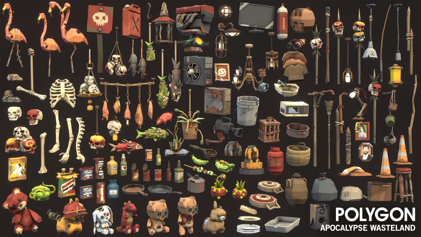 Apocalyptic character prop low poly assets
