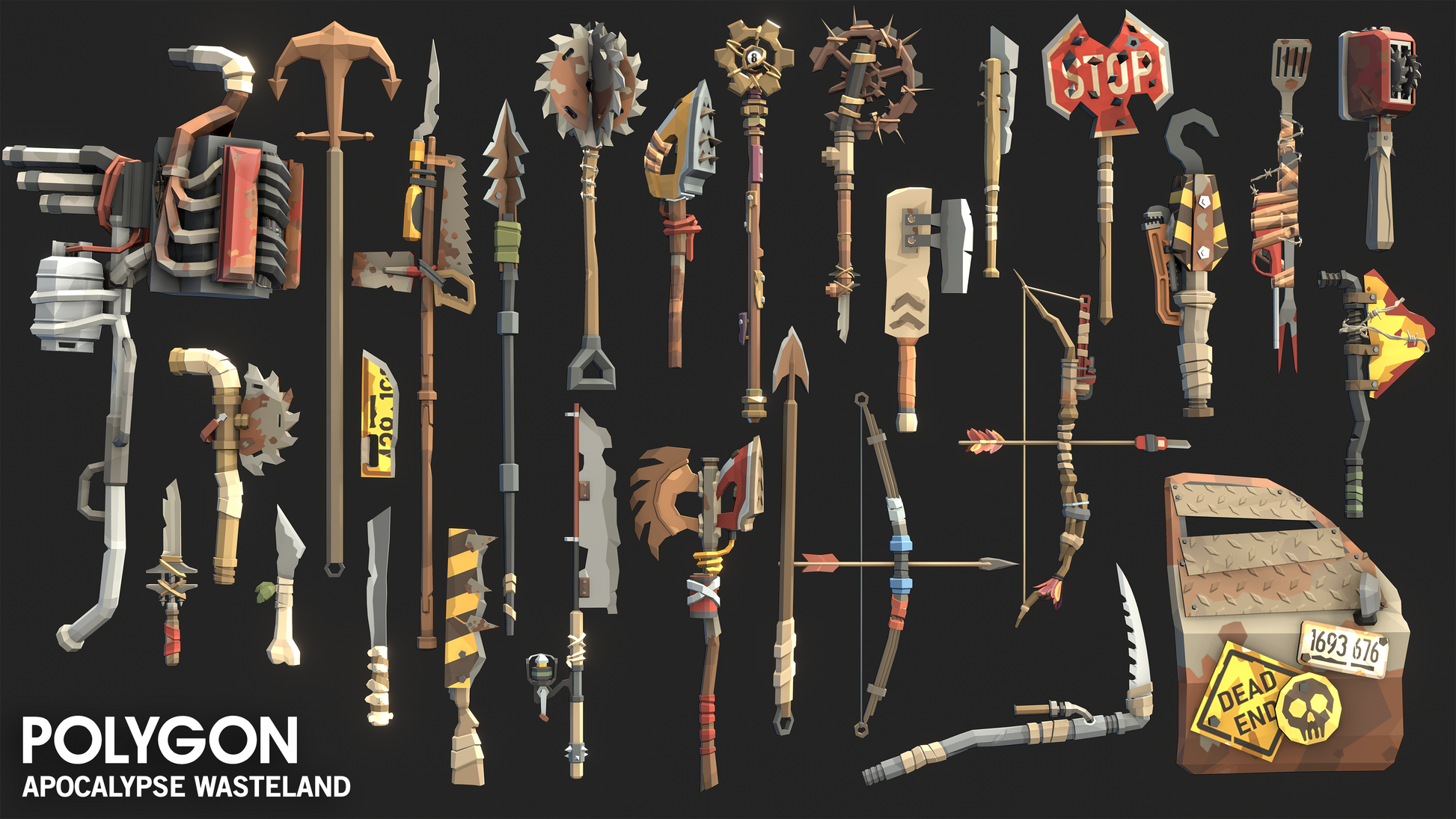 Apocalyptic melee scrap weapon assets