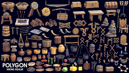 3D props and equipment for desinging viking themed games