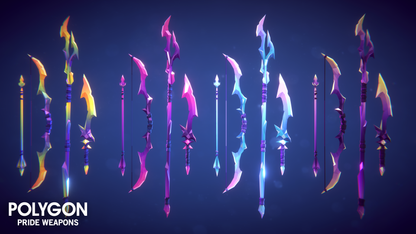 Free crystal weapon asset choices in the POLYGON Pride Weapons pack