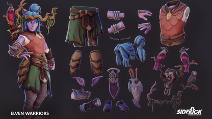 Elven warrior character with various accessories from the Sidekick Characters Pack