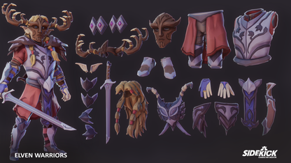 Elven warrior character with various accessories from the Sidekick Characters Pack