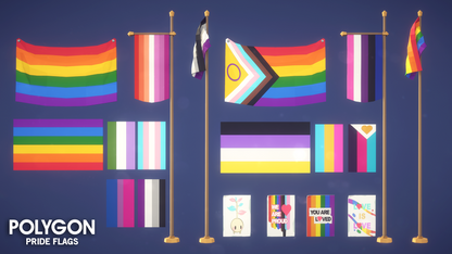POLYGON - Pride Flags - 3D Low Poly Game Assets