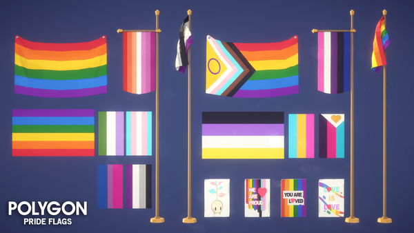 POLYGON | Pride Flags | Free 3D Asset Pack – Synty Store