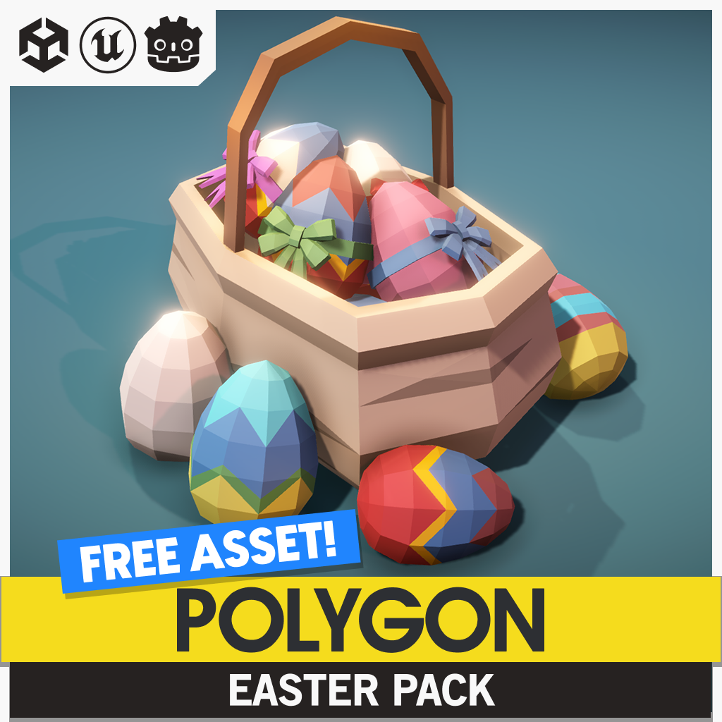 Polygon Easter Pack containing free assets for Unreal Engine, Unity and Godot.