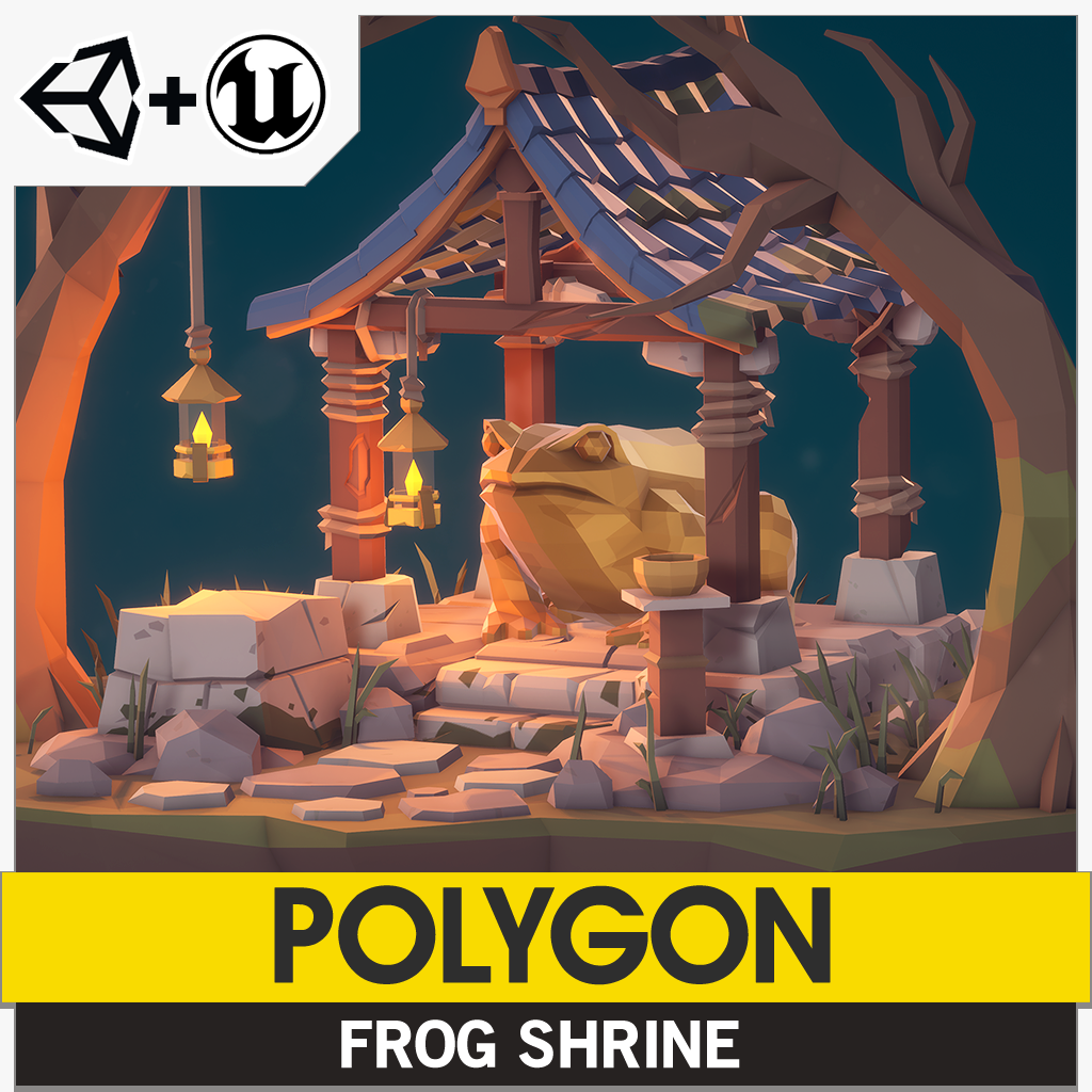 POLYGON Frog Shrine game asset for Unreal Engine and Unity