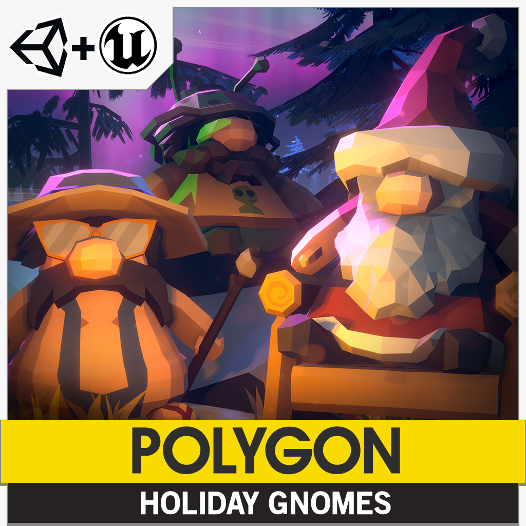 POLYGON Holiday Gnomes assets for Unity and Unreal Engine game development