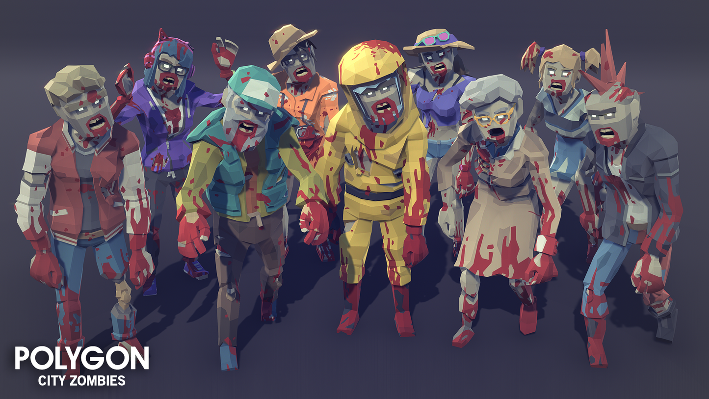 POLYGON - City Zombies Pack - Synty Studios - Unity and Unreal 3D low poly assets for game development