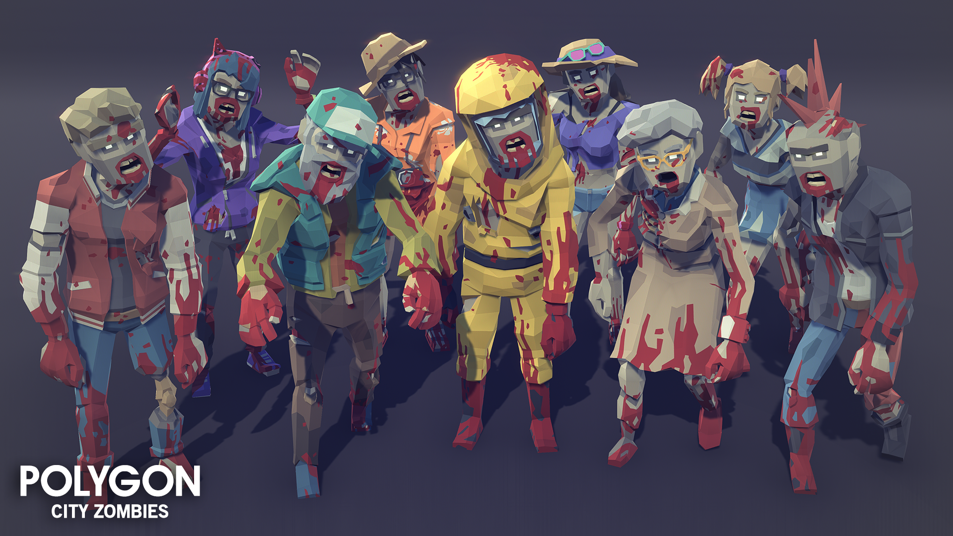 POLYGON - City Zombies Pack - Synty Studios - Unity and Unreal 3D low poly assets for game development