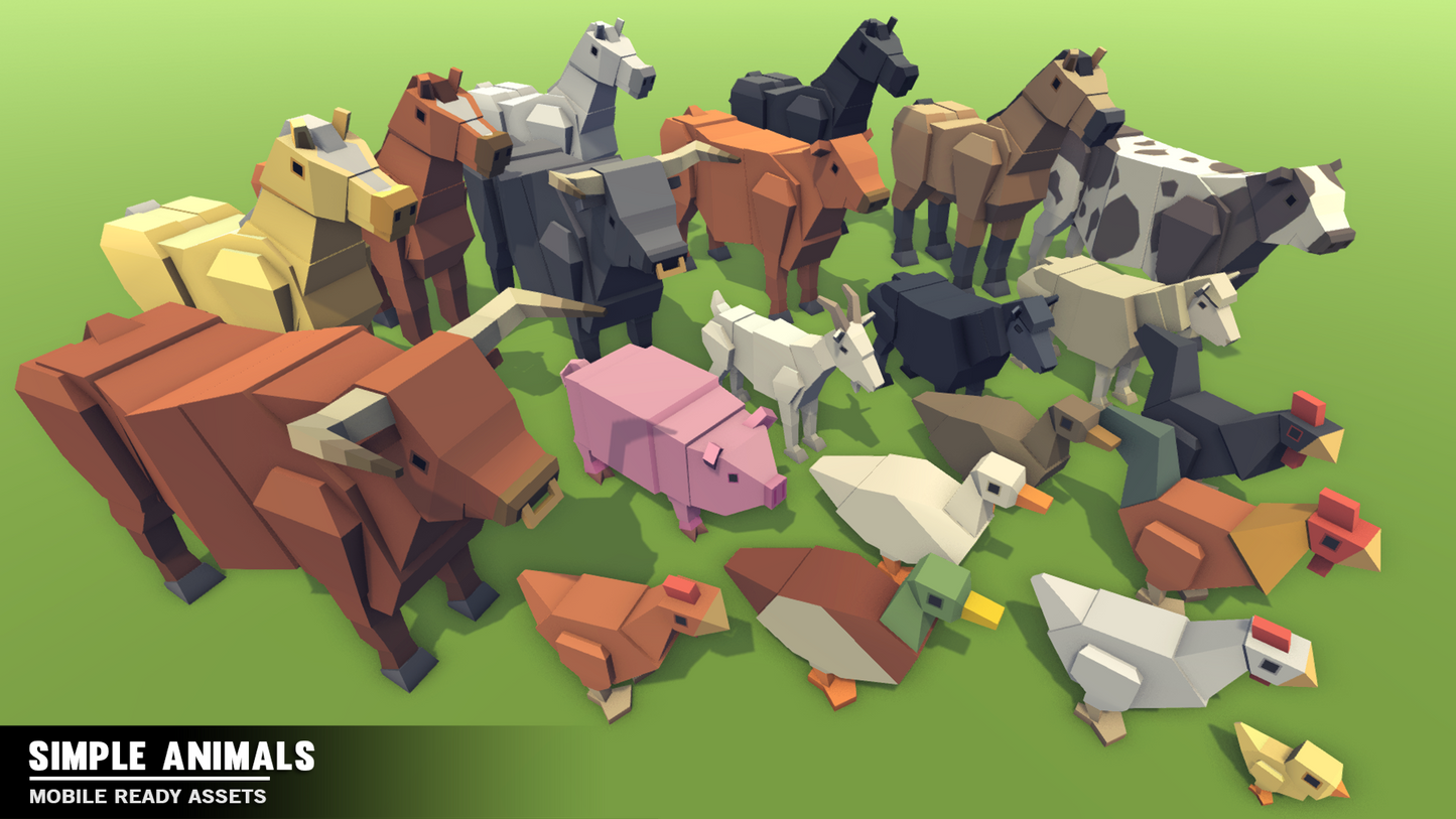 Simple Farm Animals - Cartoon Assets