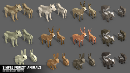 Simple Forest Animals - Cartoon Assets For Low Poly Game Development