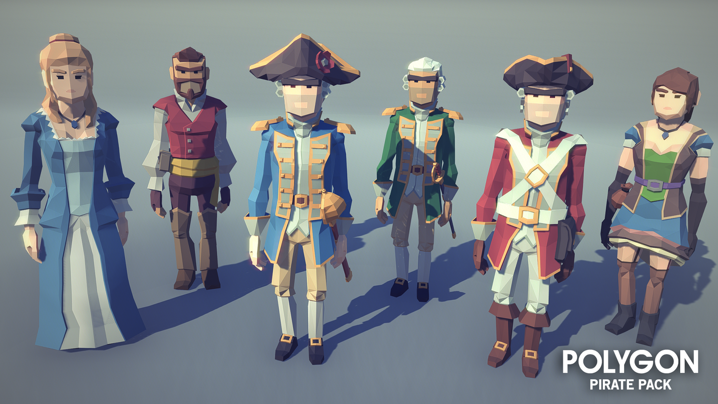 Six examples of pirate and victorian era game characters