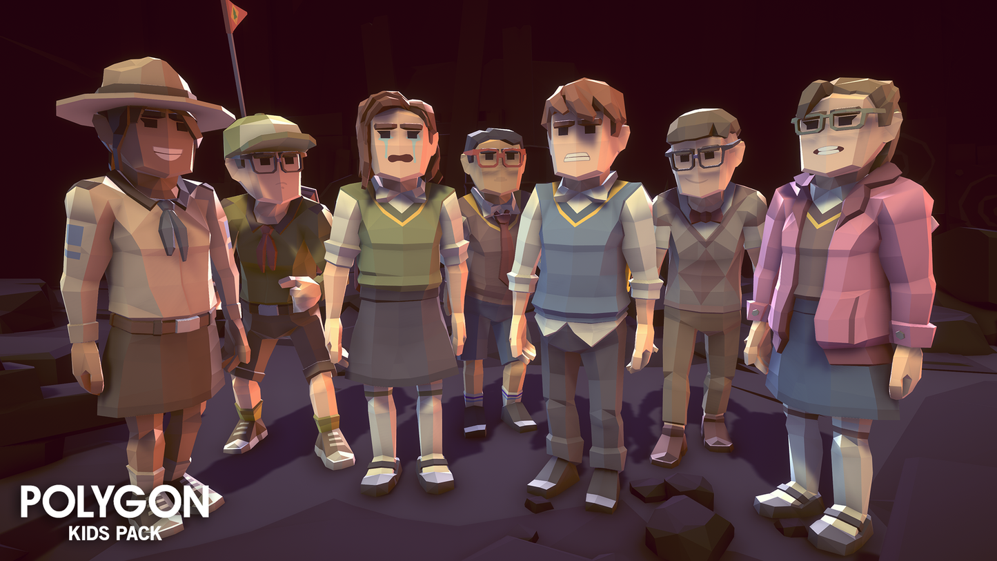 Polygon Kids Pack - 3D low poly assets for video game development