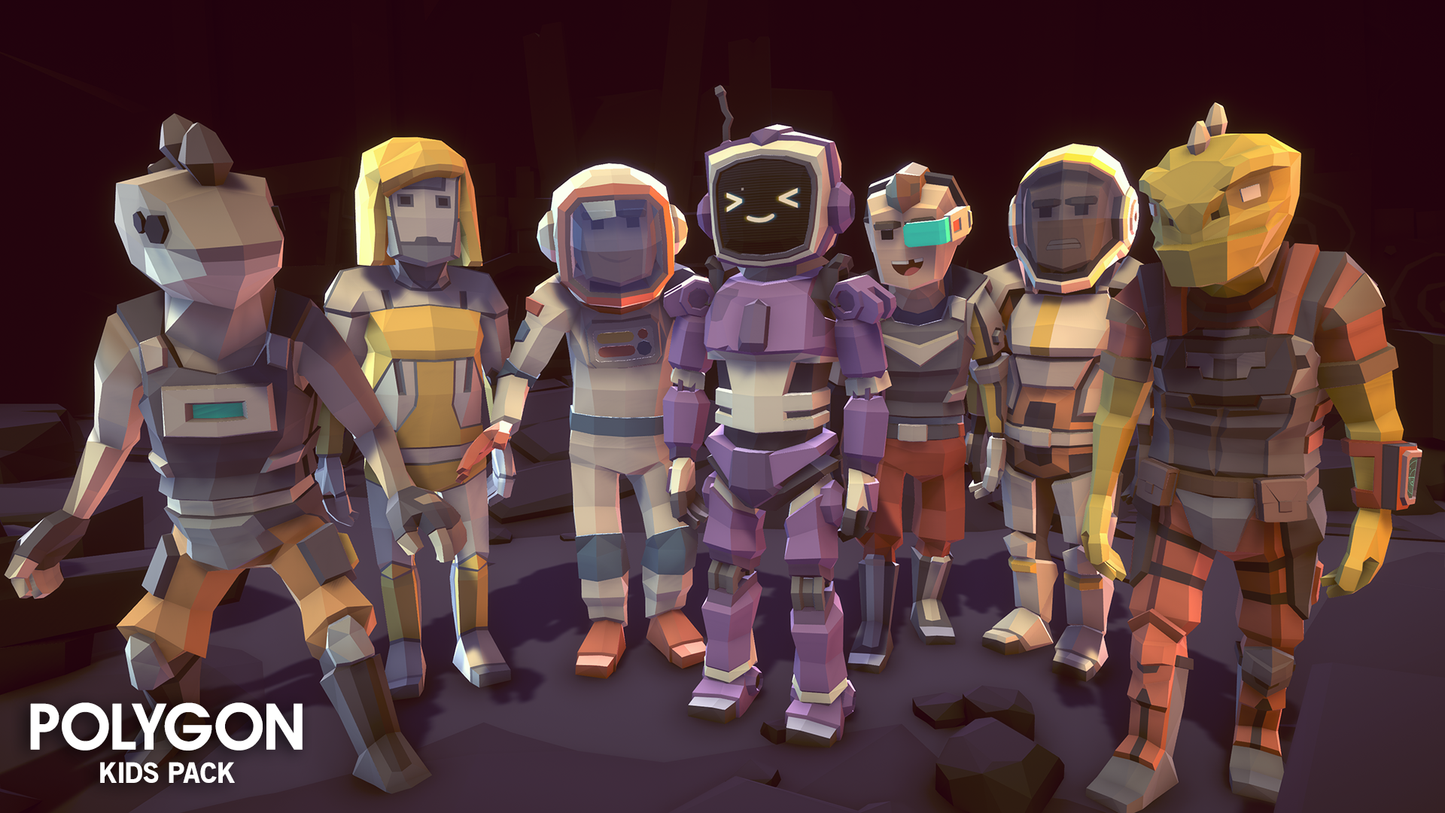 Polygon Kids Pack - 3D low poly assets for video game development