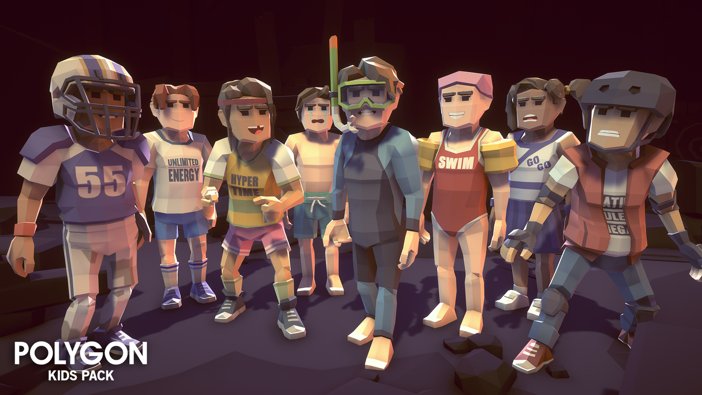 Polygon Kids Pack - 3D low poly assets for video game development