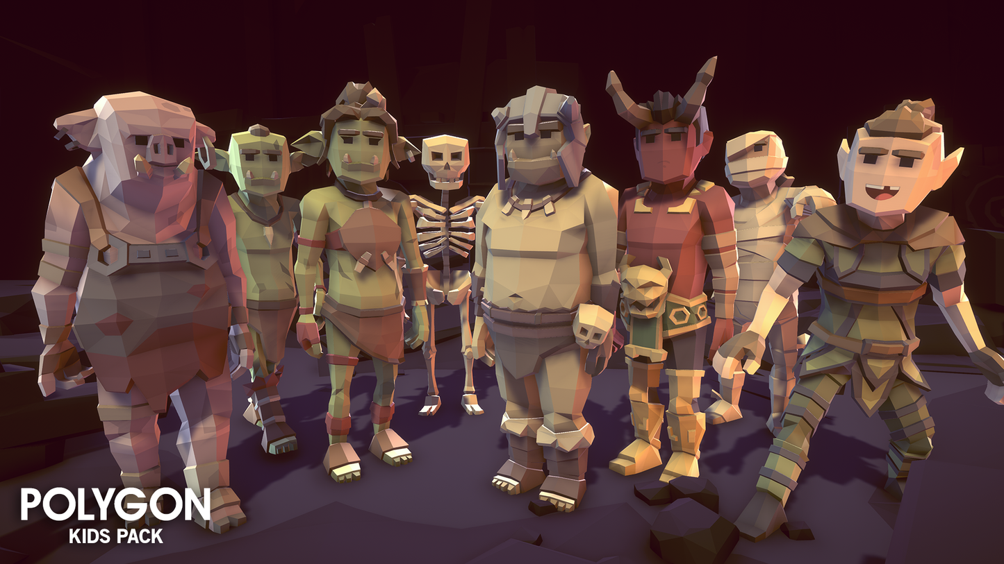 Polygon Kids Pack - 3D low poly assets for video game development