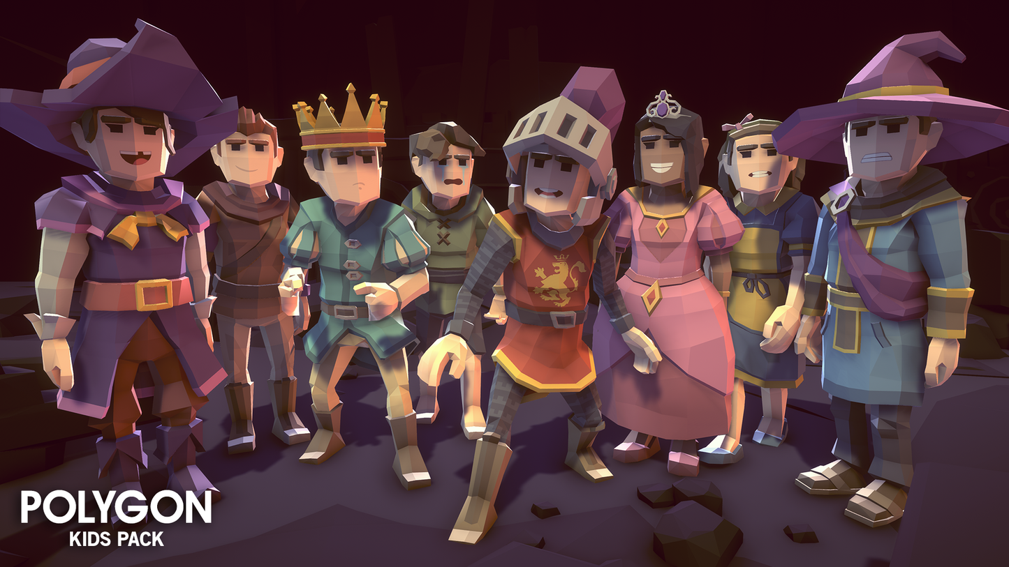 Polygon Kids Pack - 3D low poly assets for video game development