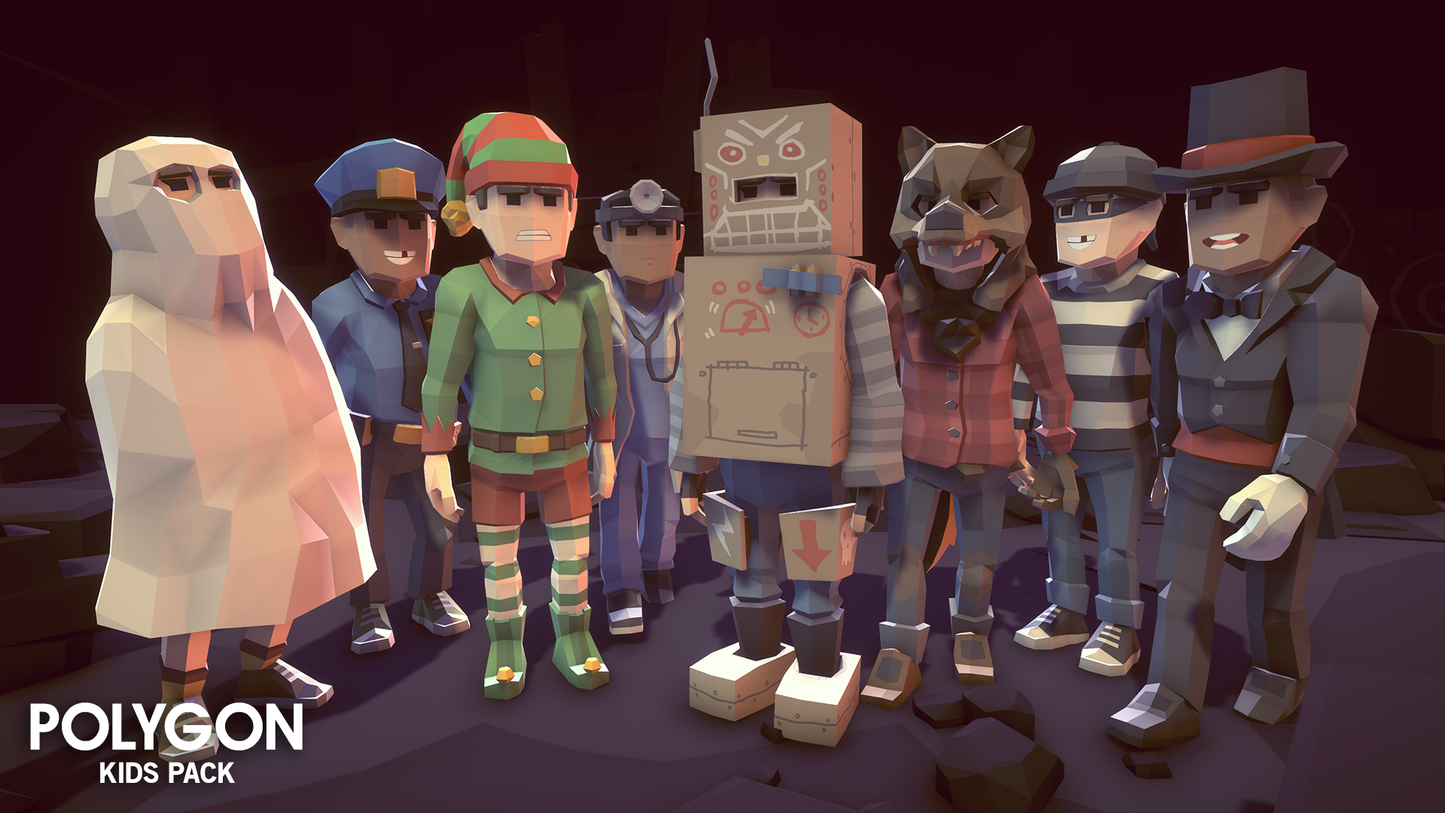 Polygon Kids Pack - 3D low poly assets for video game development