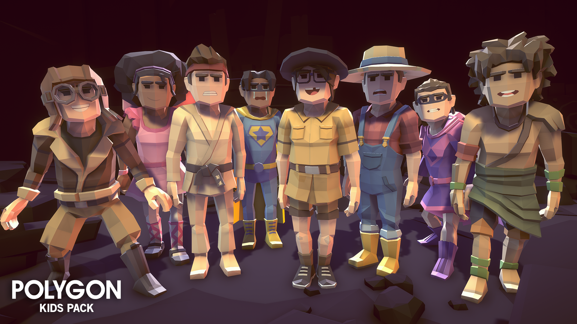 Polygon Kids Pack - 3D low poly assets for video game development