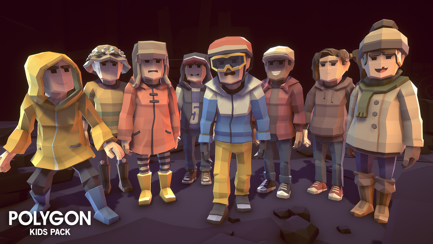 Polygon Kids Pack - 3D low poly assets for video game development