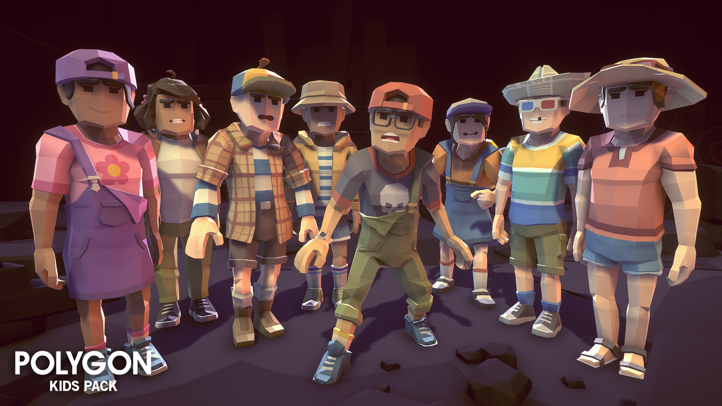 Polygon Kids Pack - 3D low poly assets for video game development