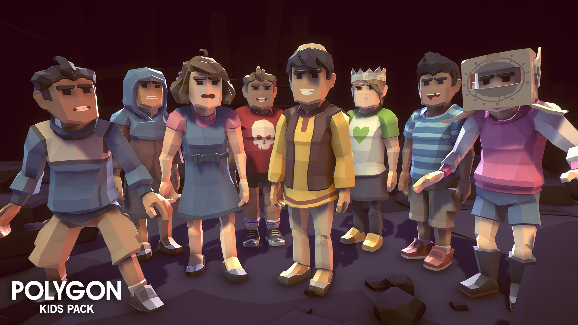Polygon Kids Pack - 3D low poly assets for video game development