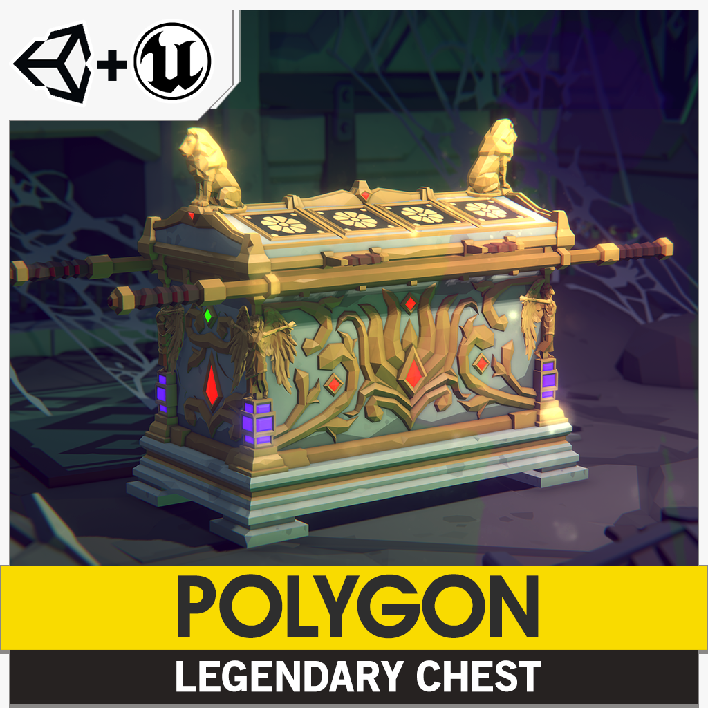 3D low poly asset of a legendary chest