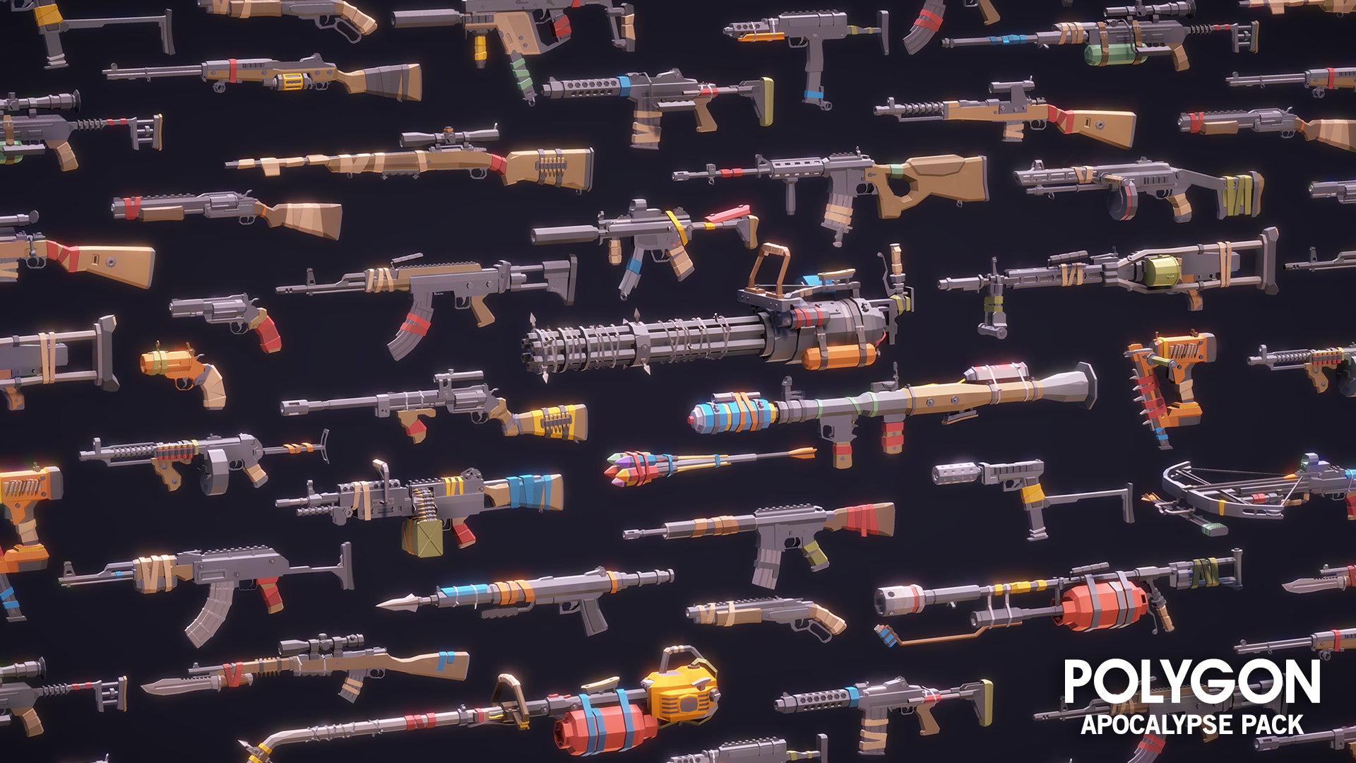 Apocalypse Pack 3D low poly wasteland weapon class assets for game development