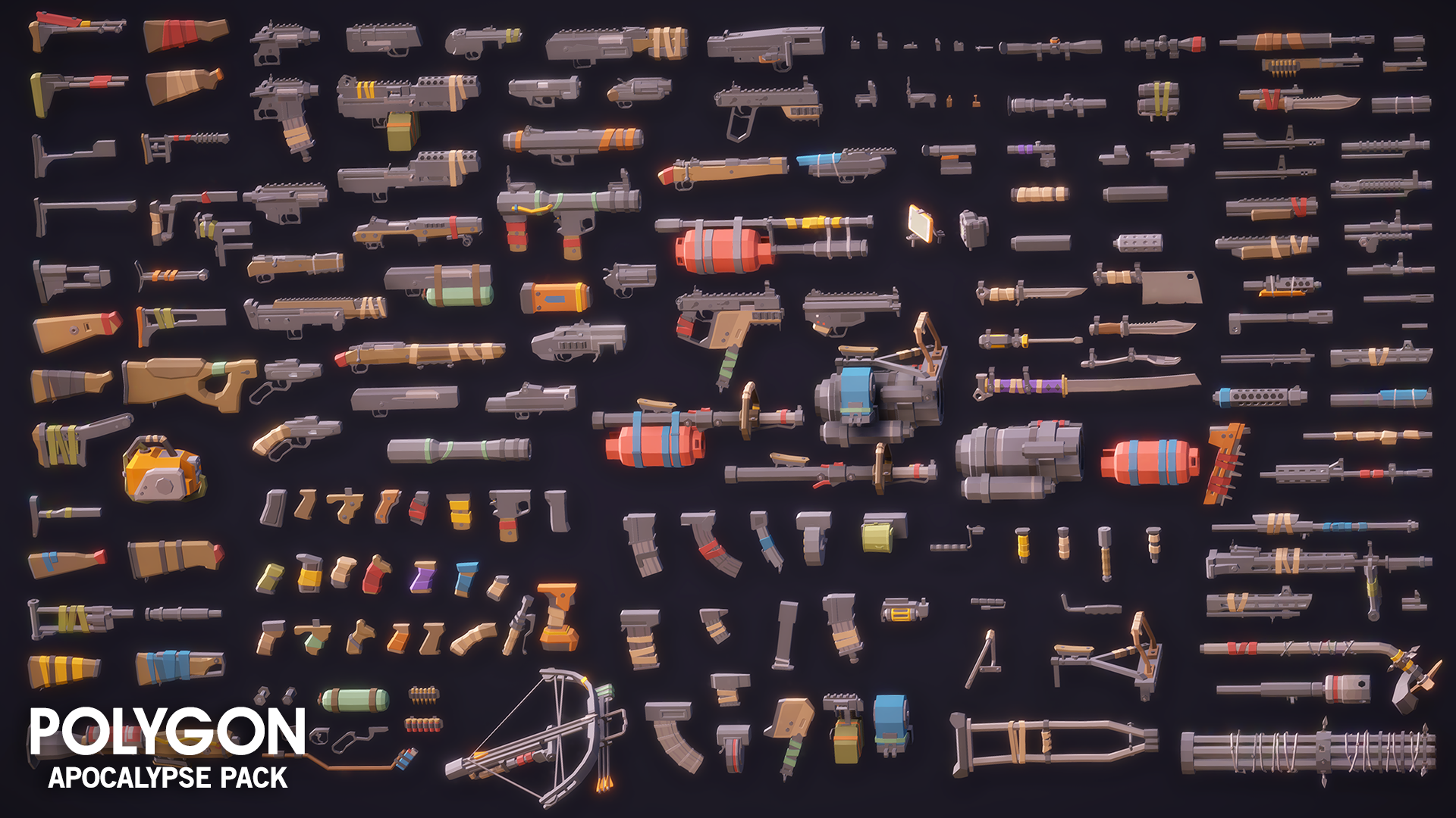 Apocalypse Pack 3D low poly wasteland ammo and prop assets for game development