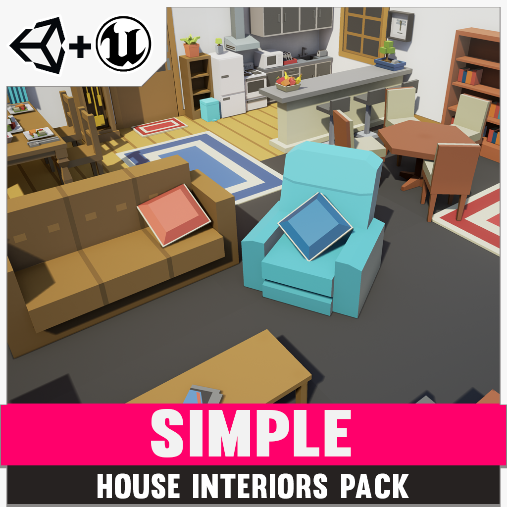 Simple House Interiors - Cartoon assets - Synty Studios - Unity and Unreal 3D low poly assets for game development