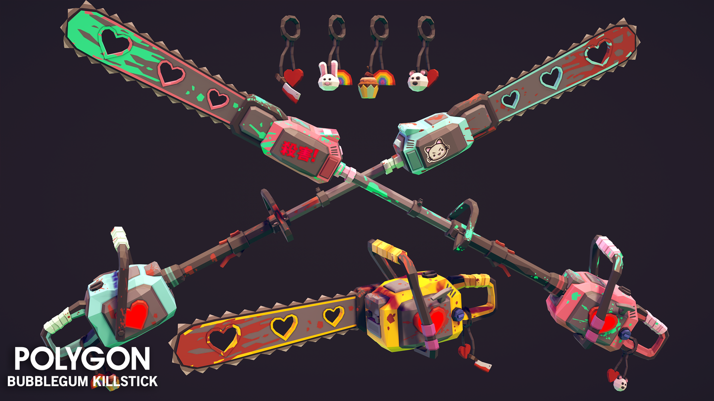 POLYGON - Bubblegum Killstick Kit - Low Poly Chainsaw Assets