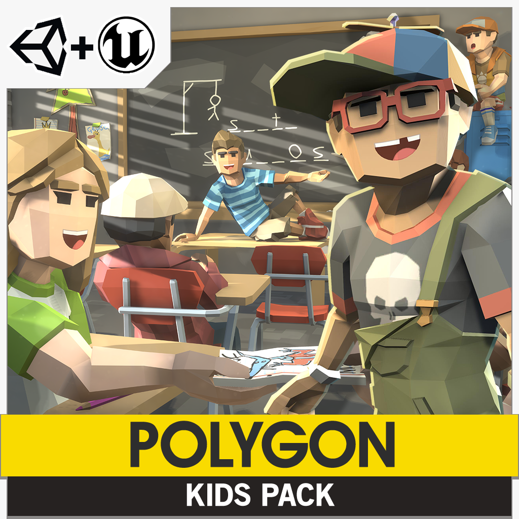 Kids themed polygonal style game 3D asset pack