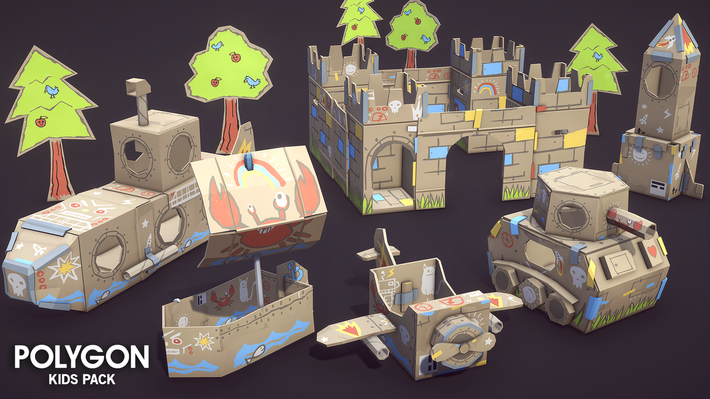 Polygon Kids Pack - 3D low poly assets for video game development