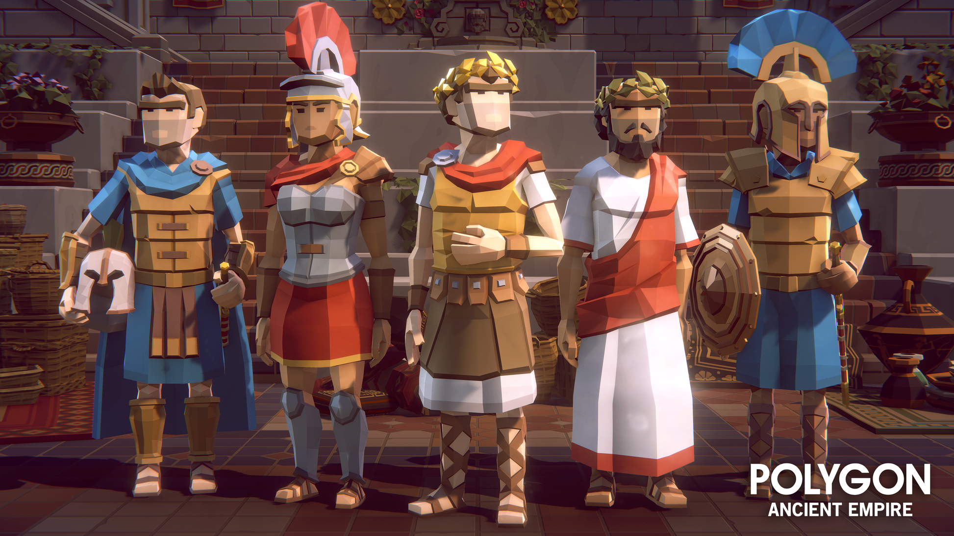 Ancient myth low poly upperclass, nobles and warrior character classes