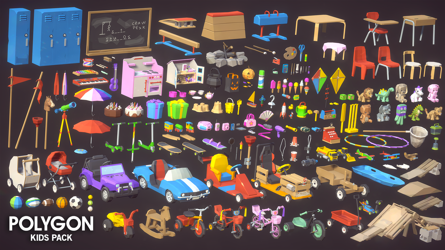 Polygon Kids Pack - 3D low poly assets for video game development