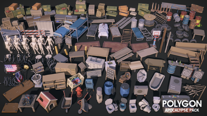 Apocalypse Pack 3D low poly wasteland prop and equipment assets for game development