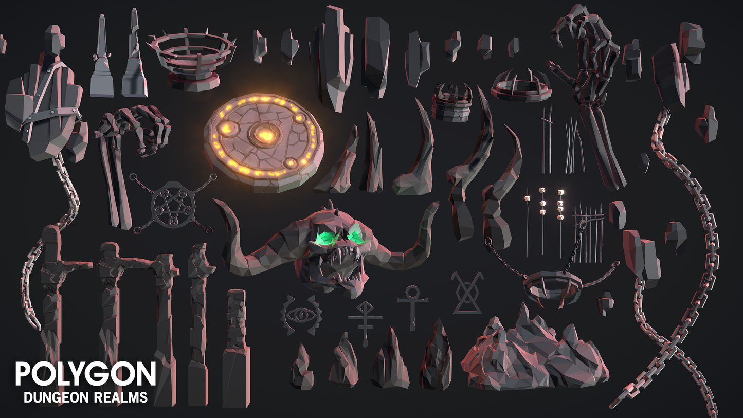 POLYGON Dungeon Realms 3D low poly assets for game development