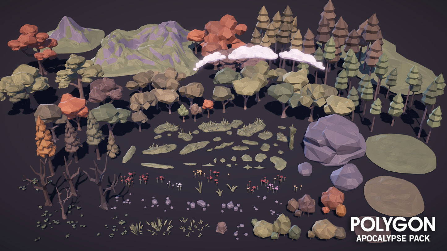 Apocalypse Pack 3D low poly environment and nature assets for game development