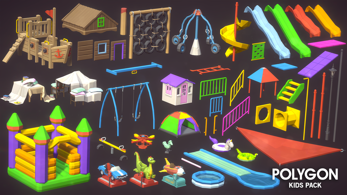 Polygon Kids Pack - 3D low poly assets for video game development