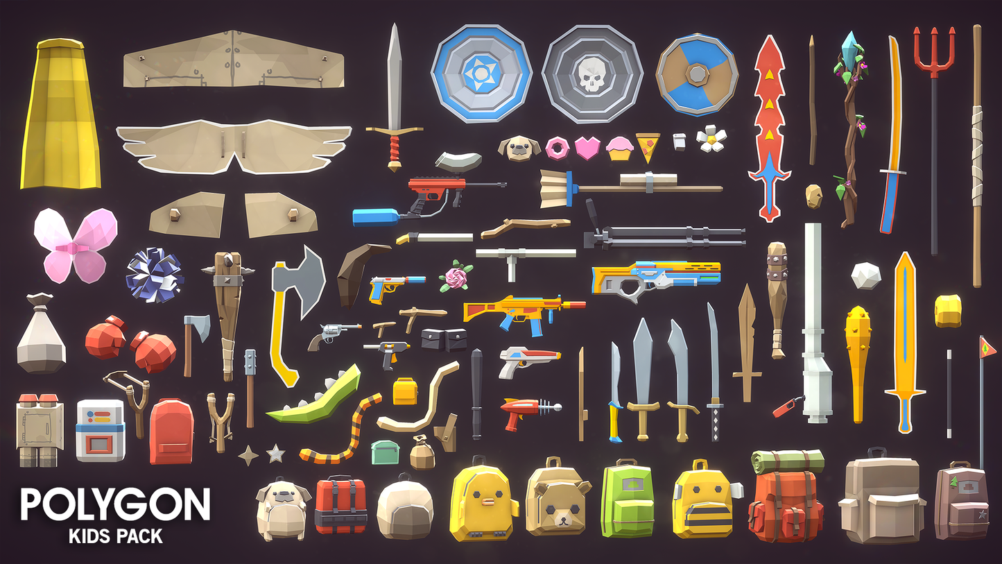 Polygon Kids Pack - 3D low poly assets for video game development