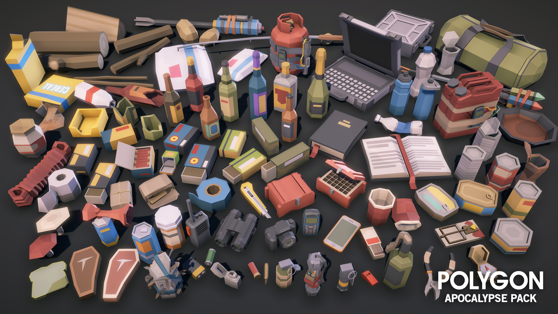 Apocalypse Pack 3D low poly wasteland hideout inventory assets for game development