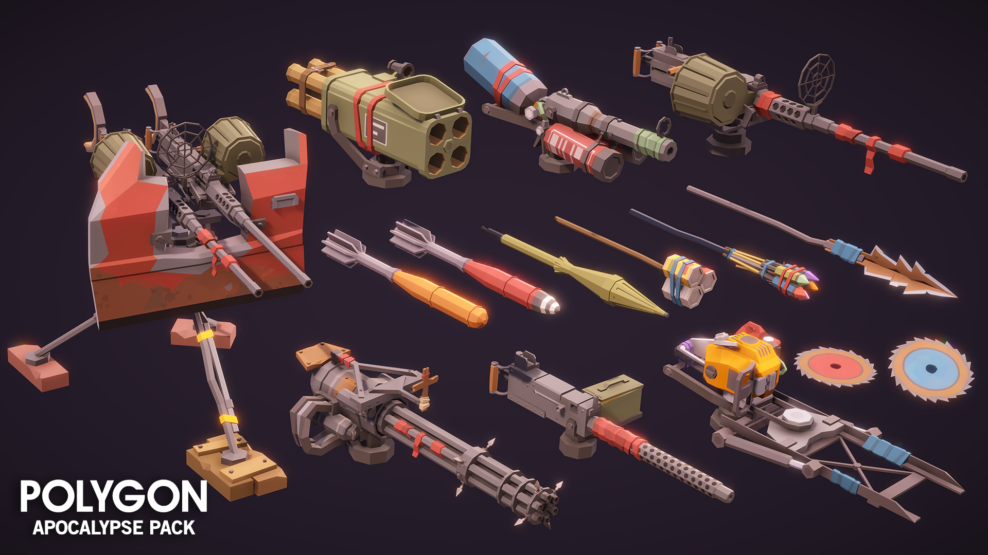 Apocalypse Pack 3D low poly wasteland weapon assets for game development