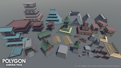 Saumari and Feudal Japan building assets for low poly game developers