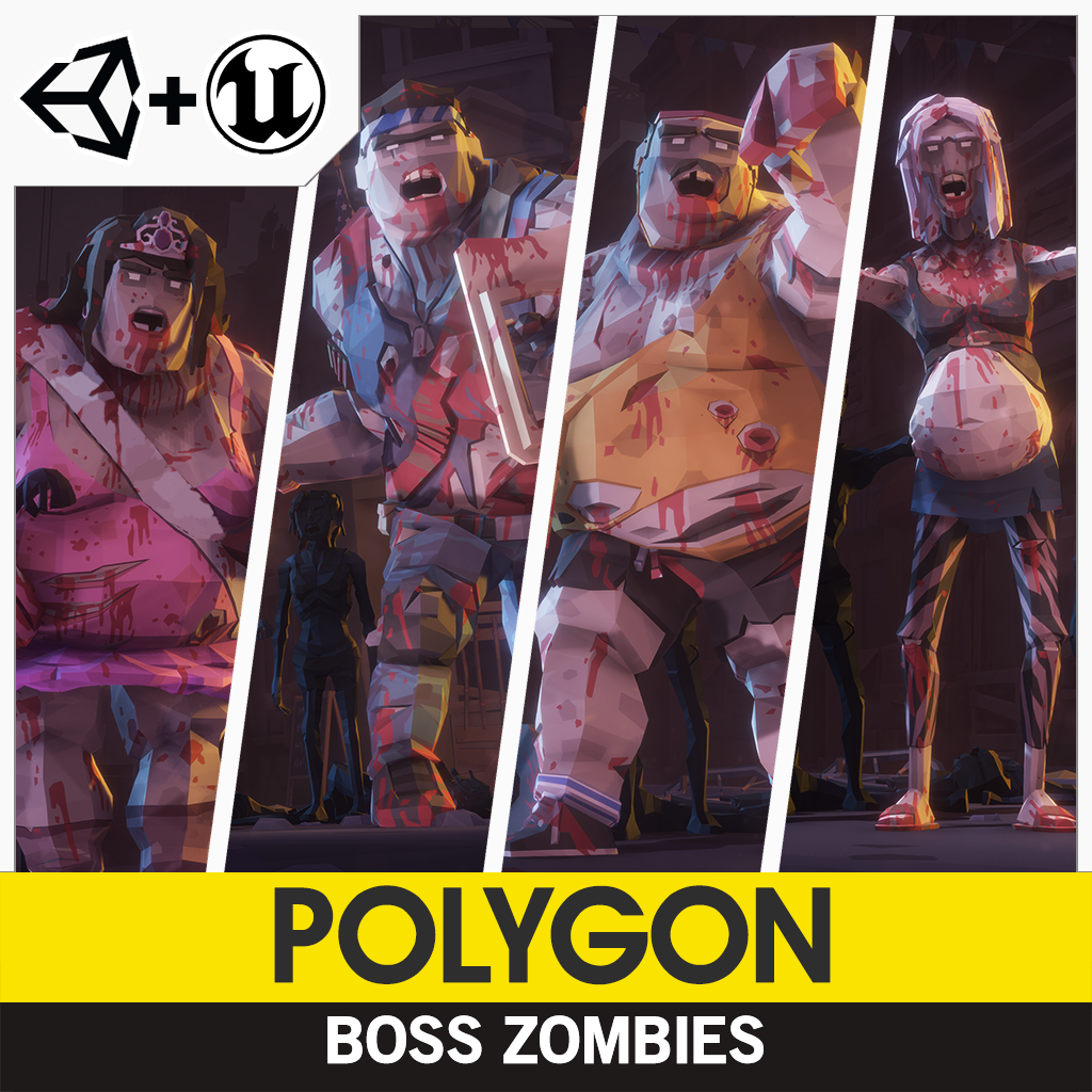 Polygon boss zombies 3d asset pack by Synty Studios