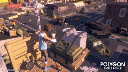 Battle Royale Pack low poly 3D character assets fighting one another in an open city environment