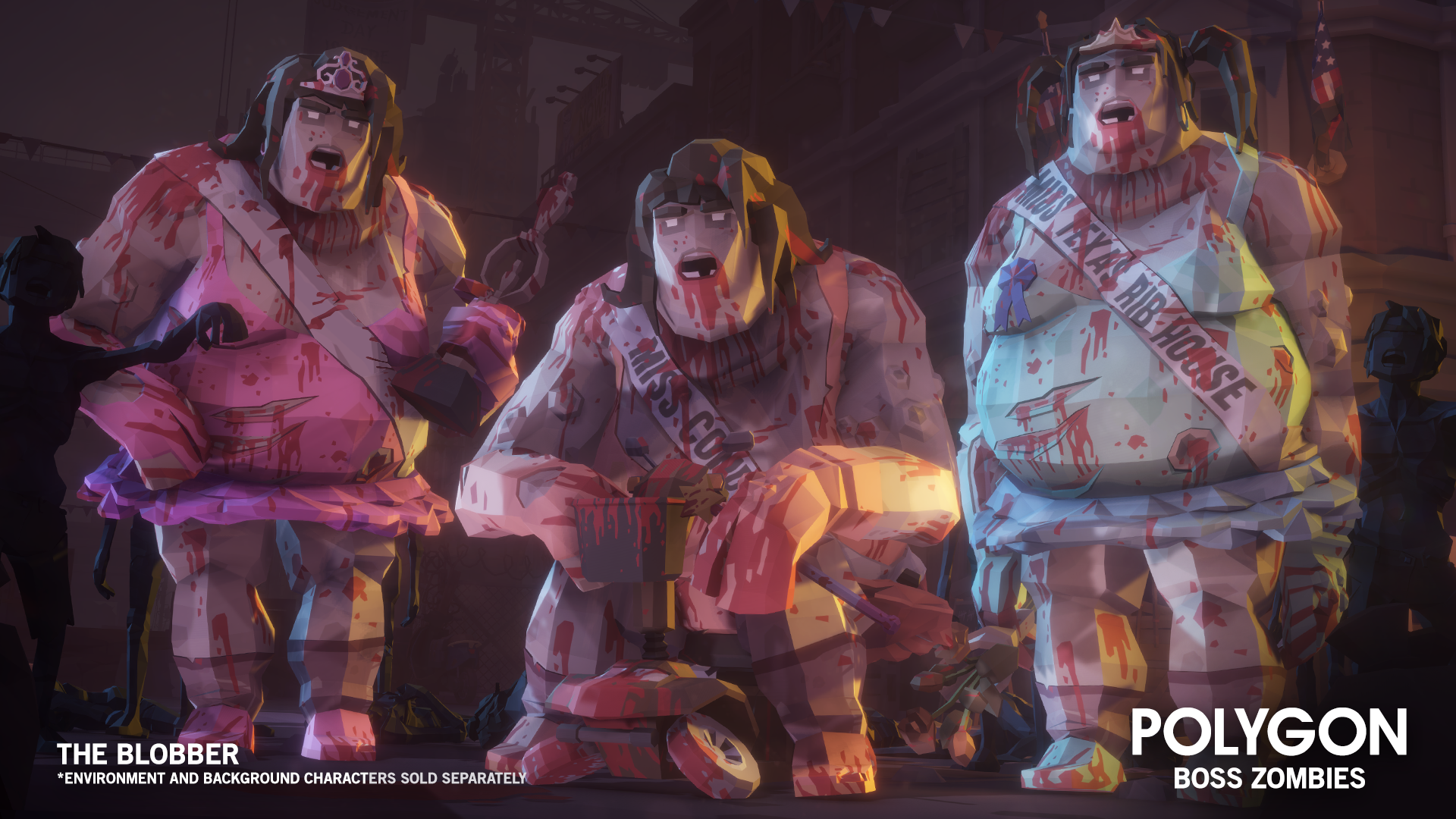 The Blobber characters from the Polygon Boss Zombies 3D asset pack for Unreal Engine and Unity
