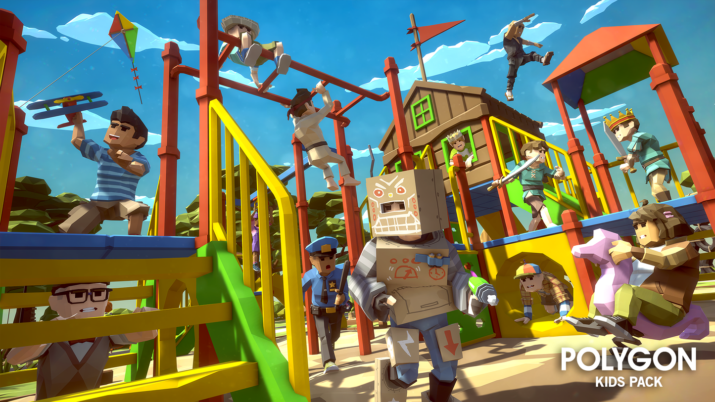 Polygon Kids Pack - 3D low poly assets for video game development