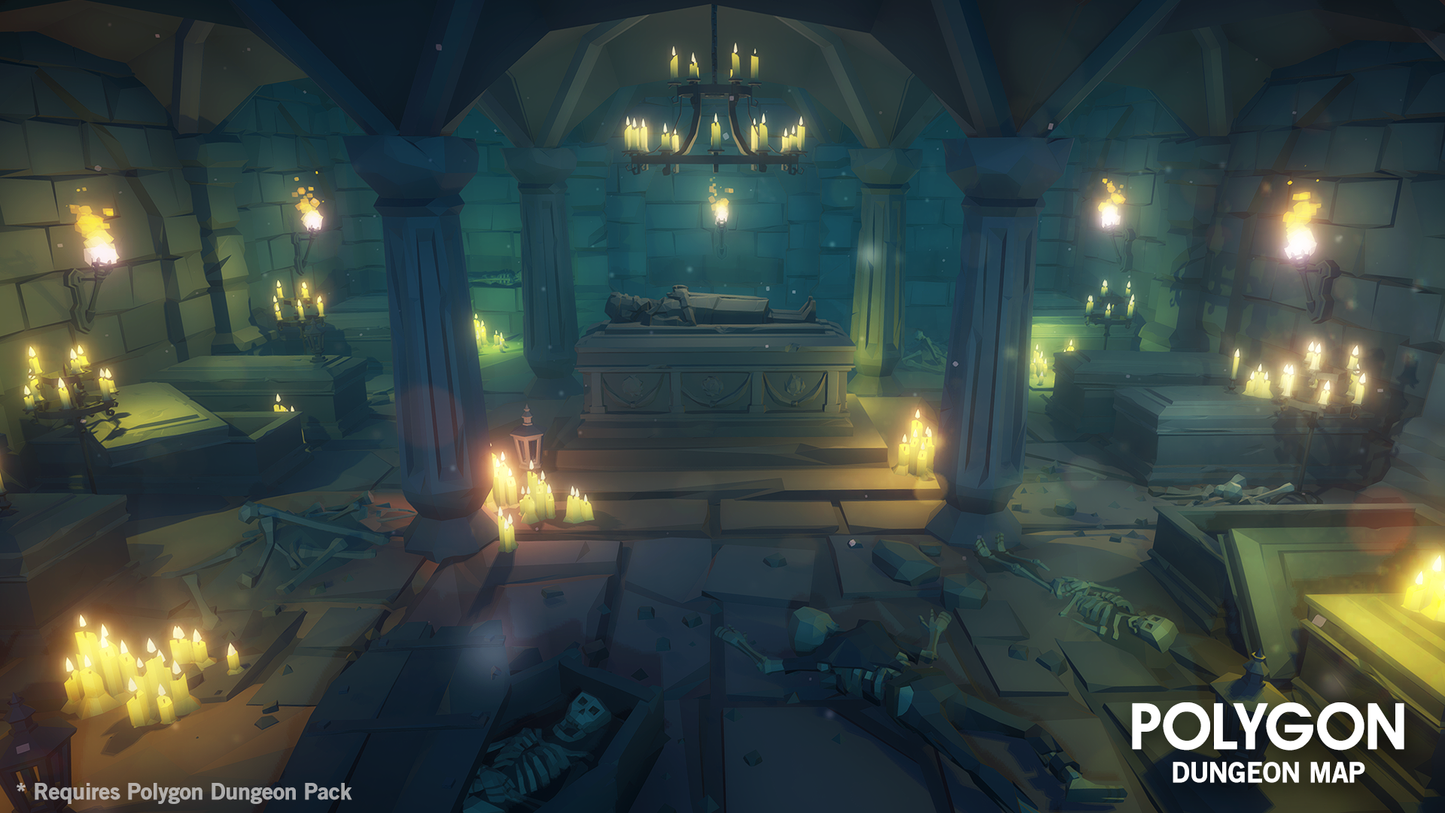 Dungeon environment in low poly 3D for game developers