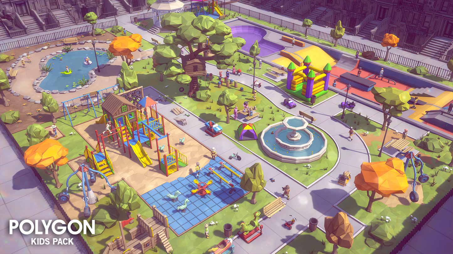 Polygon Kids Pack - 3D low poly assets for video game development